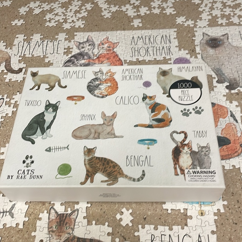 Rae Dunn Cat Puzzle - Black and White